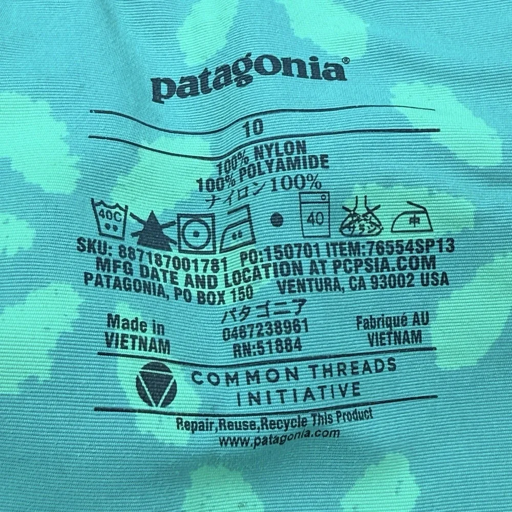Patagonia Wavefarer Board Shorts Womens 10 Teal Sand Dollar Surf Swim Nylon‎